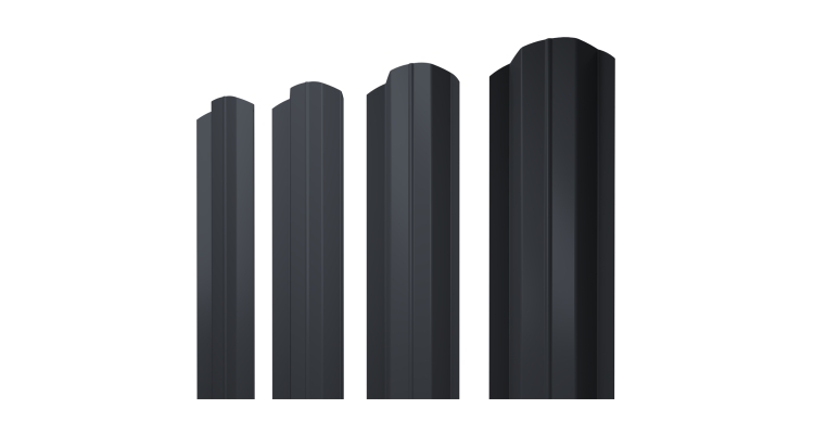 Штакетник М-образный В фигурный 0,45 Drap TwinColor RAL 7024 мокрый асфальт