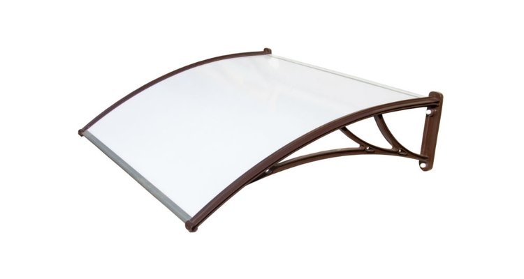 Козырек Krovent из поликарбоната 1200х930х280 молочный (коричневый кронштейн)