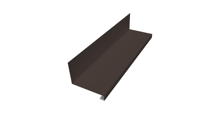 Планка примыкание нижнее к трубе фальц 0,45 PE с пленкой RR 32 темно-коричневый (2м)